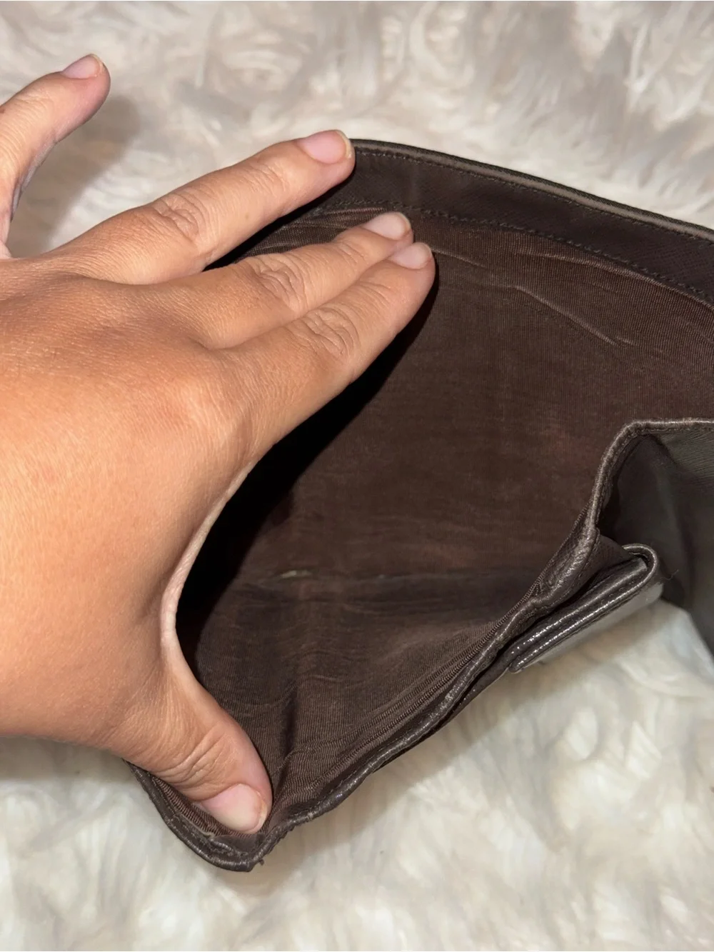 VINTAGE PRADA BROWN TESSUTO NYLON TRIFOLD WALLET